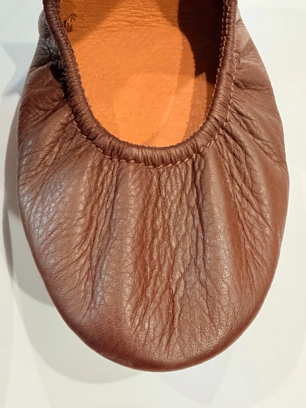 Tieks Kids Brown Leather Ballet Flats with Teal Pull Tab